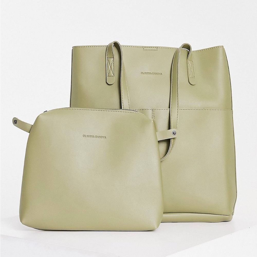 Claudia Canova (ASOS) unlined two pocket tote bag in khaki